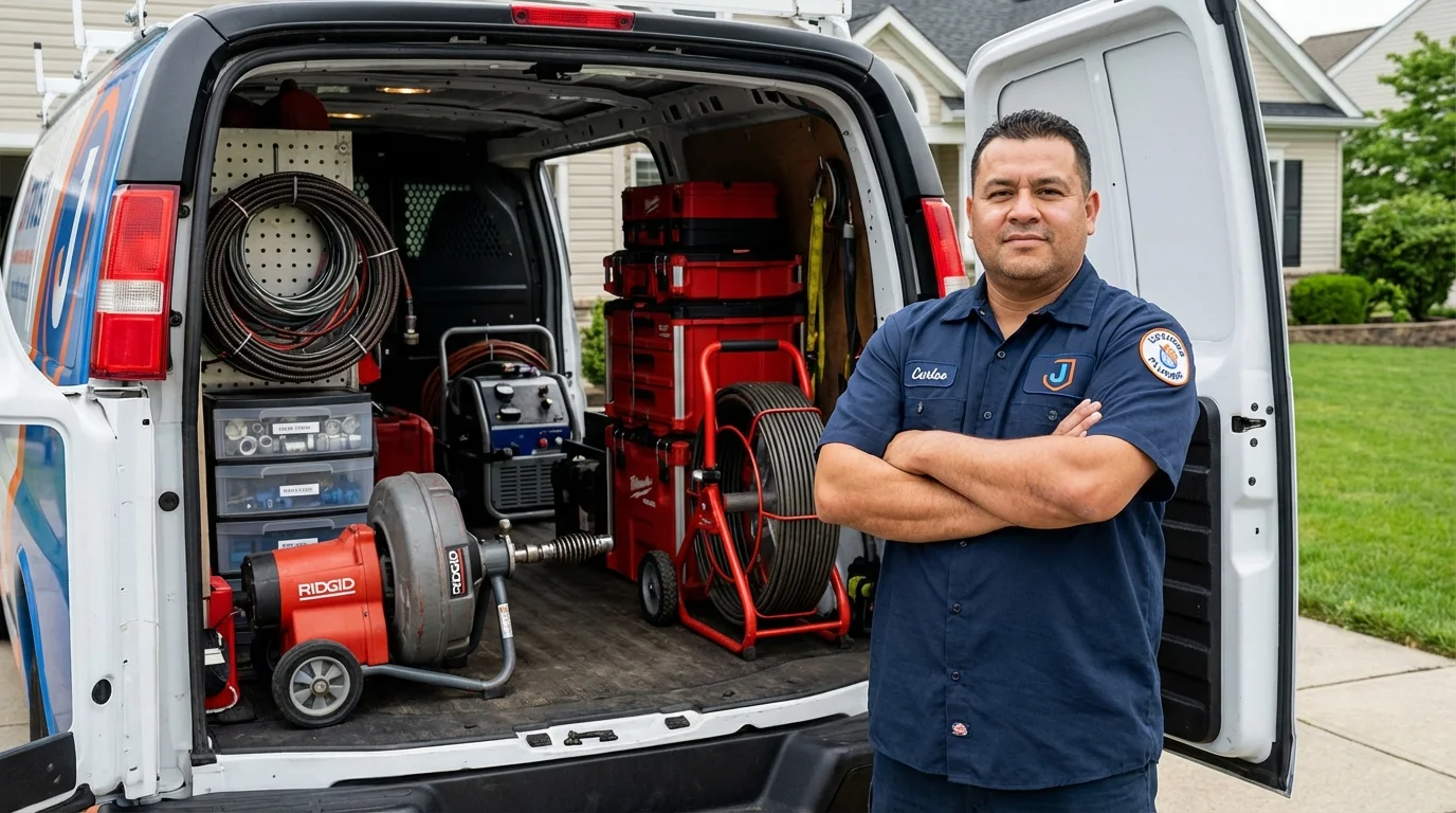 Professional drain cleaning equipment and Johns Plumbing LLC plumber in Weatogue
