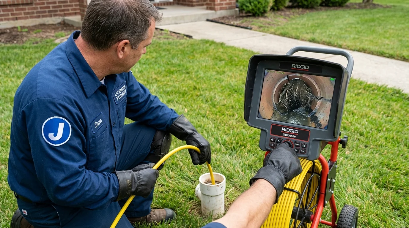 Sewer camera inspection being performed by Johns Plumbing LLC in Weatogue